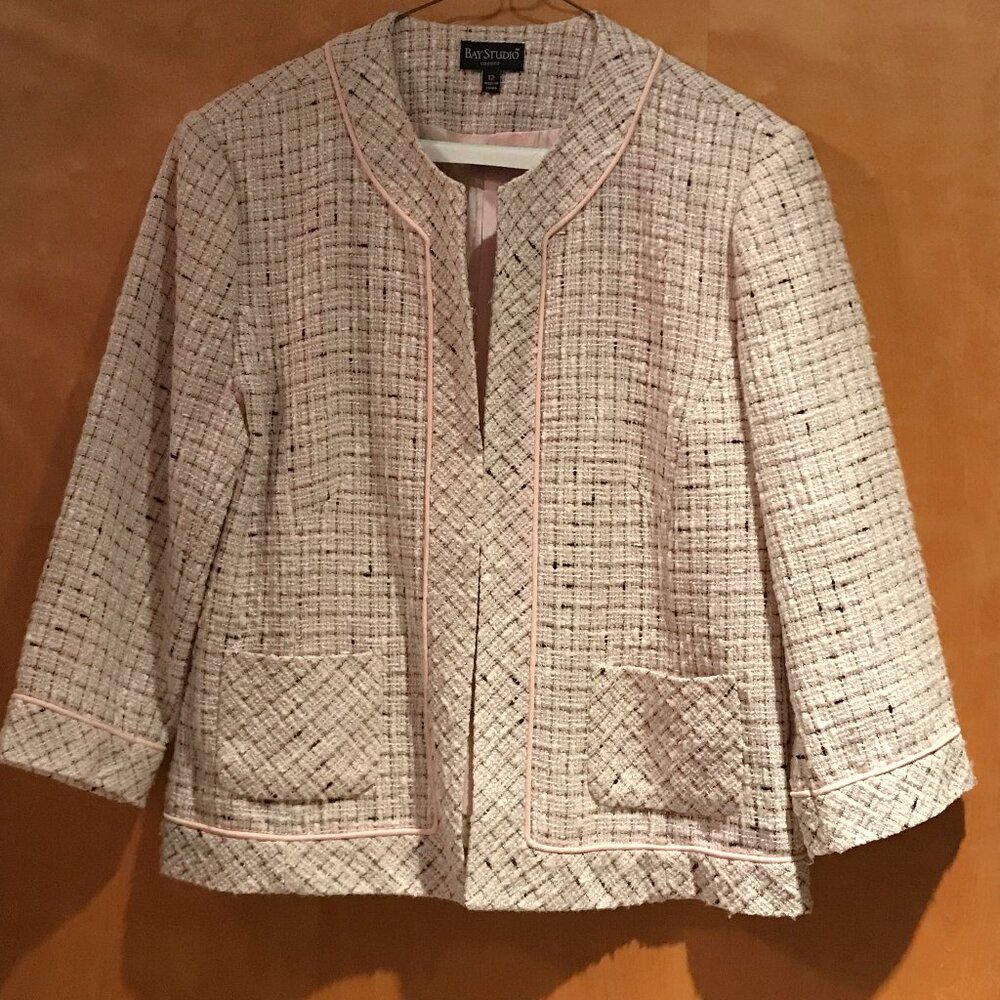 Women’s ‘Bay Studio’ pink with black tweed jacket, size 12